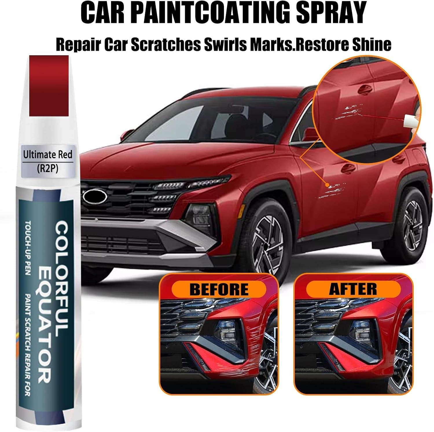2-in-1 R2P Ultimate Red Touch Up Paint for Jeep & Hyundai – Scratch Repair Pen