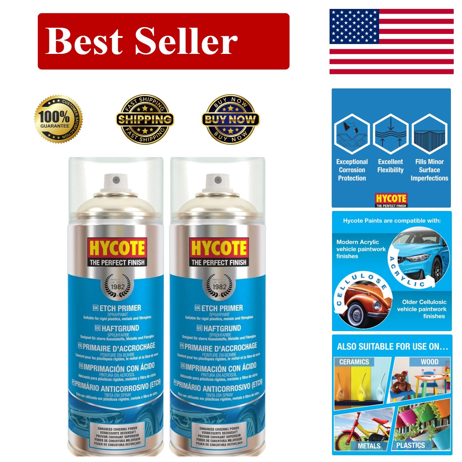 13.5 Oz Aerosol Etch Primer Spray Paint â€“ Superior Coverage for Metal Finishes
