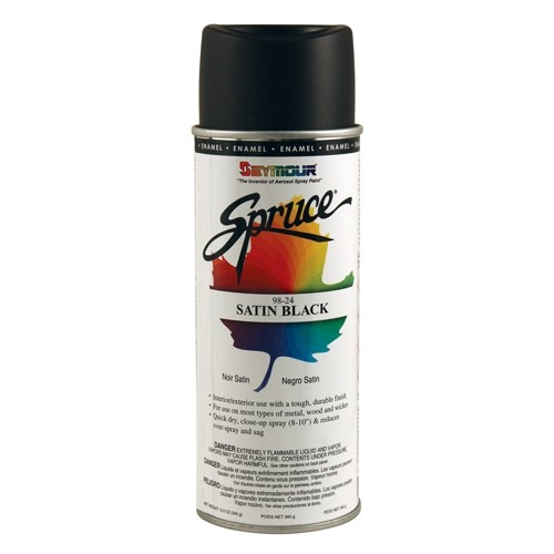 Seymour 98-24 Spruce Enamel Satin Black Spray Paint, 12 oz Aerosol Can