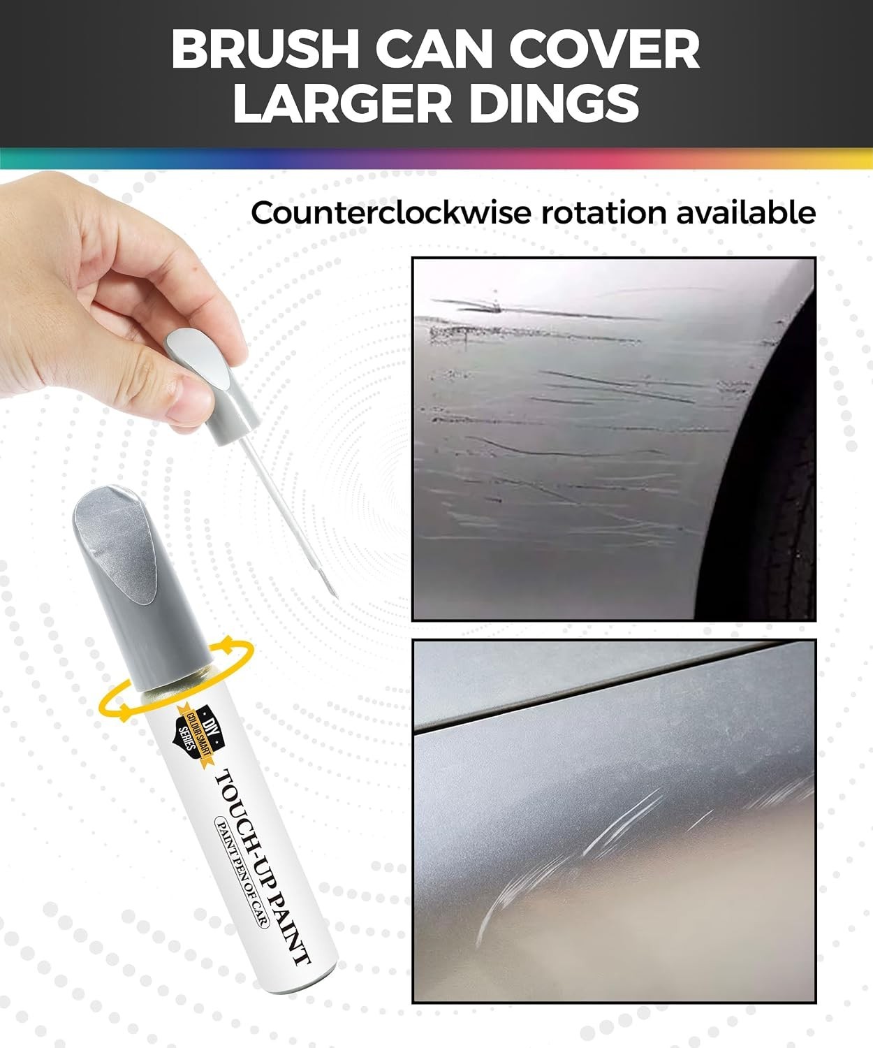 Rust Resistant Touch Up Paint Pen for Cars – Glossy Silver Finish, 10 Min Dry