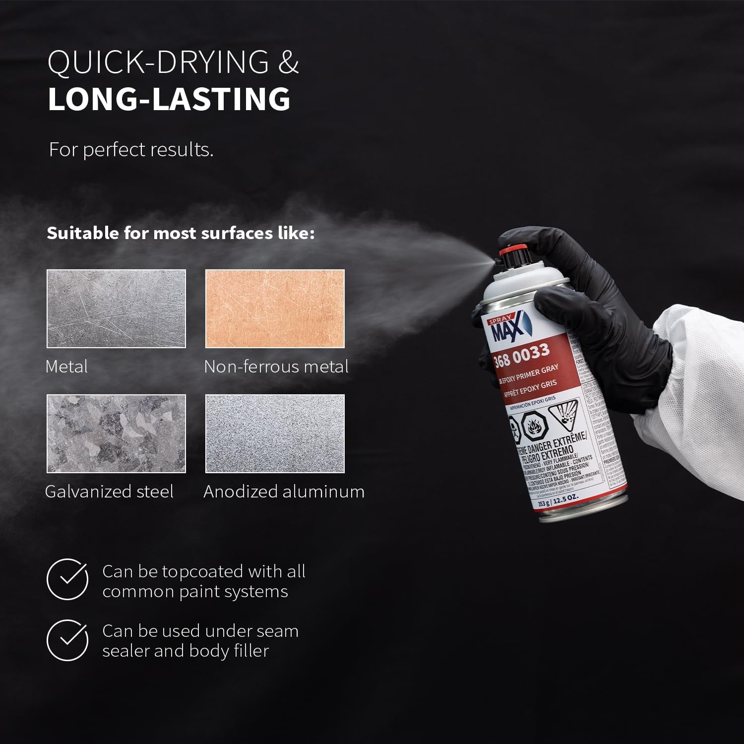 SprayMax 3680033 2K Epoxy Primer Aerosol, Gray 13.3 oz Two-Component