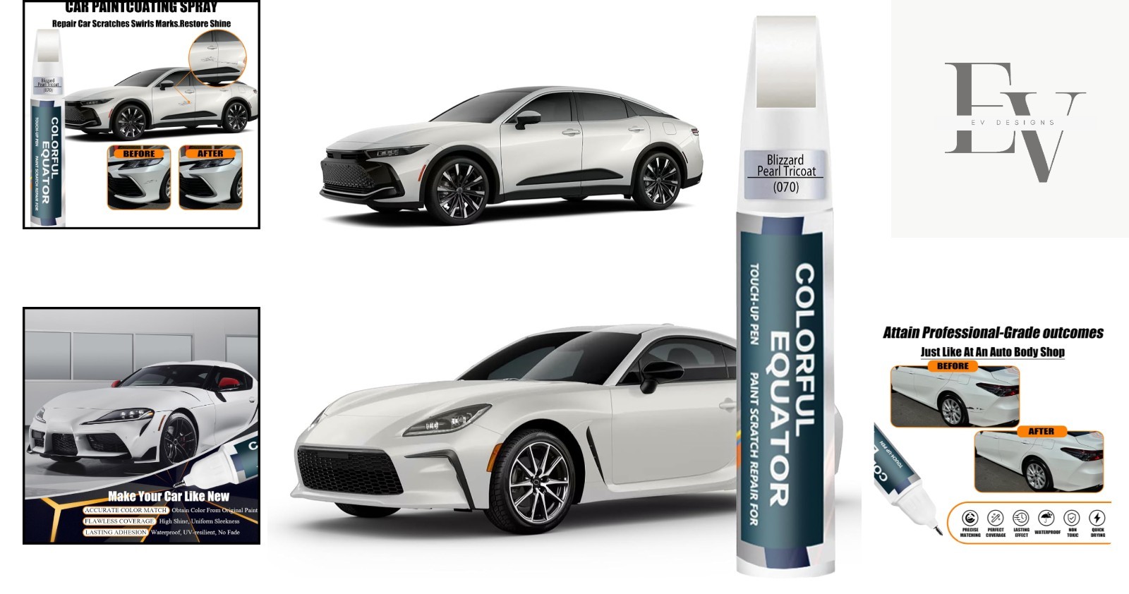 Toyota Touch Up Paint 0.4oz – 070 Blizzard Pearl Tricoat Scratch Repair Solution