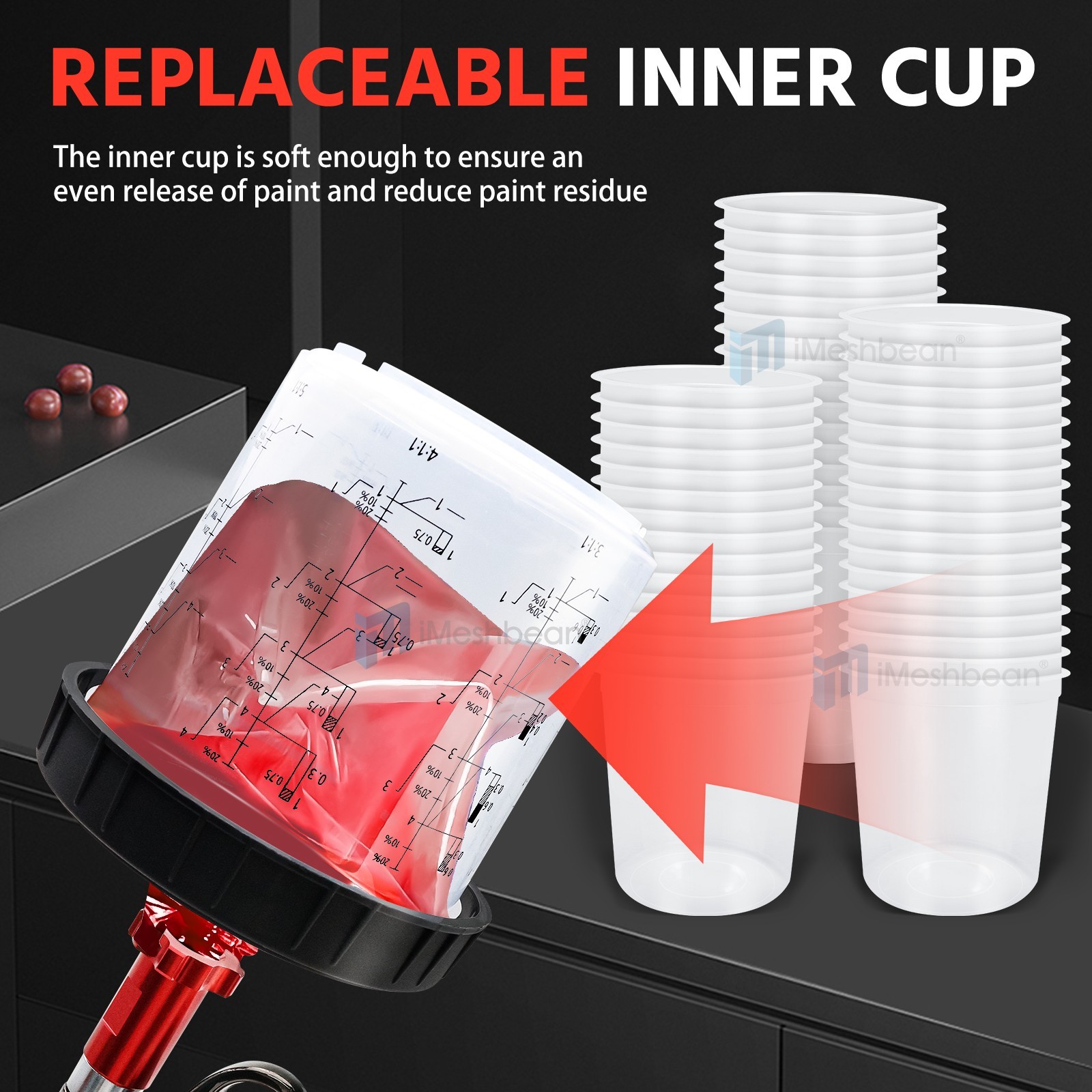 45PCS Disposable Paint Cup Liners & Lids for Sprayer Gun Mixing Cup 22 Oz/650ml