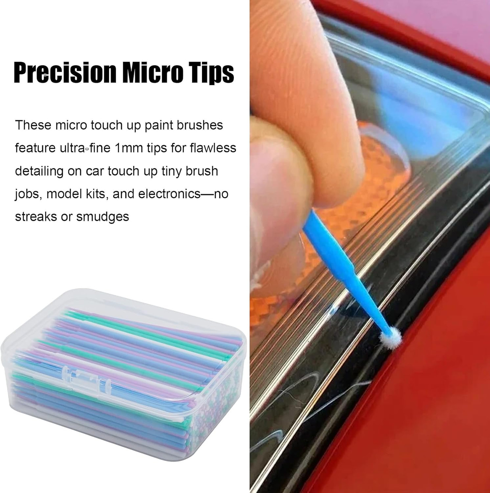 Automotive Touch Up Paint Brush Set 200 Pcs Disposable Micro Applicators for