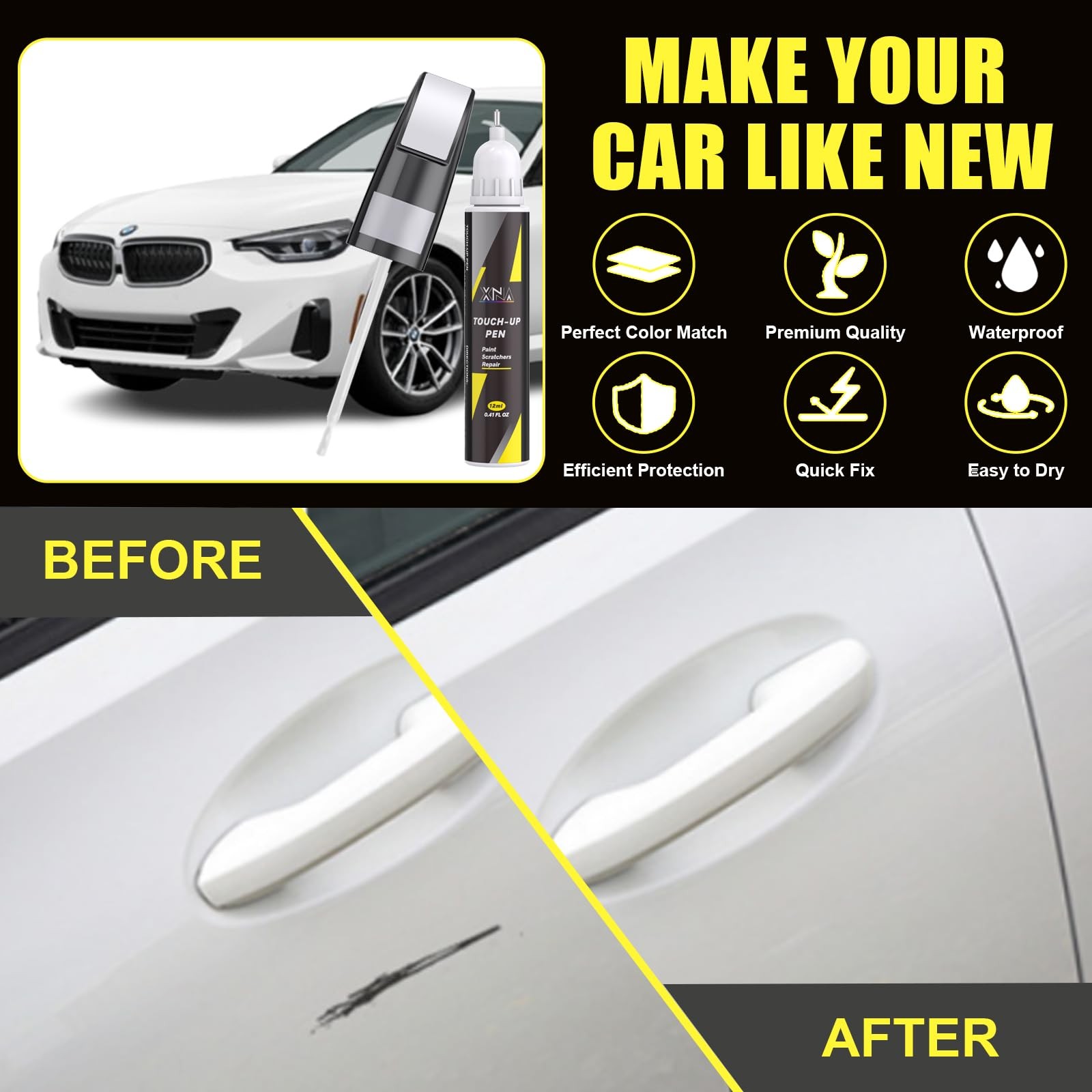 BMW Brooklyn Grey Metallic C4P Car Touch Up Paint Pen Automotive Scratch Repair