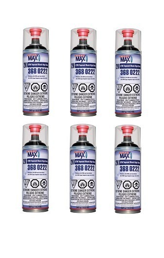 SprayMax 2K DTM Topcoat Black High Gloss, 3680222, Aerosol (6 Pack)