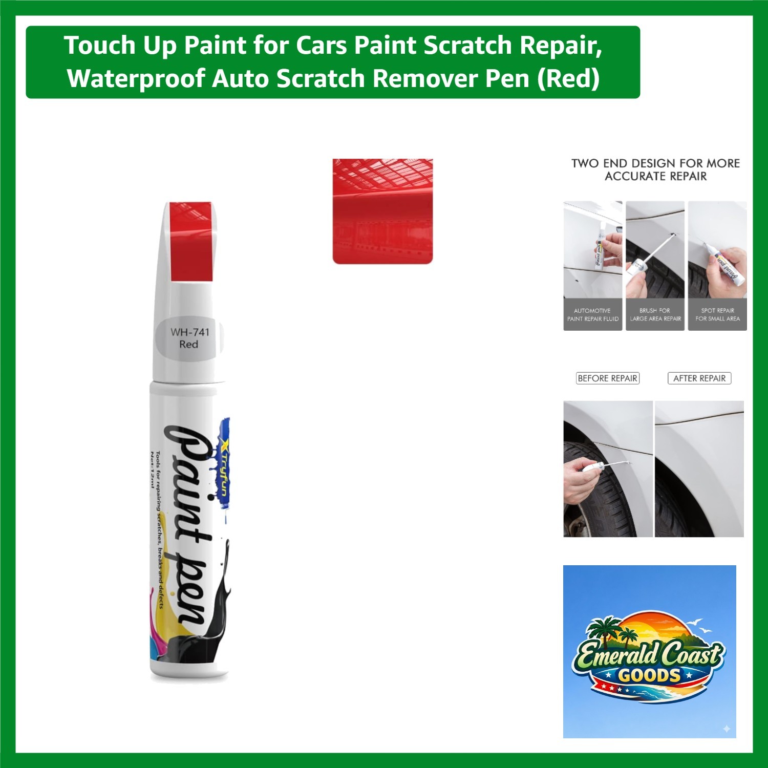 Effortless Scratch Repair: 1.69oz Waterproof Touch-Up Paint Pen for Cars