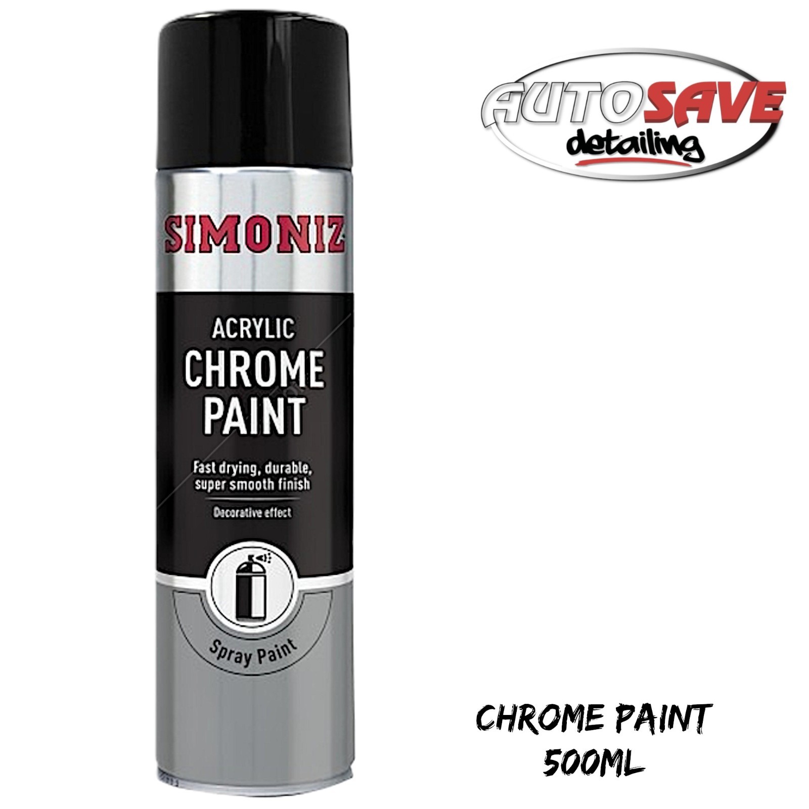 Simoniz – Chrome Paint | 500ml |Acrylic Spray Paint|Mirror-Like Finish |Fast Dry