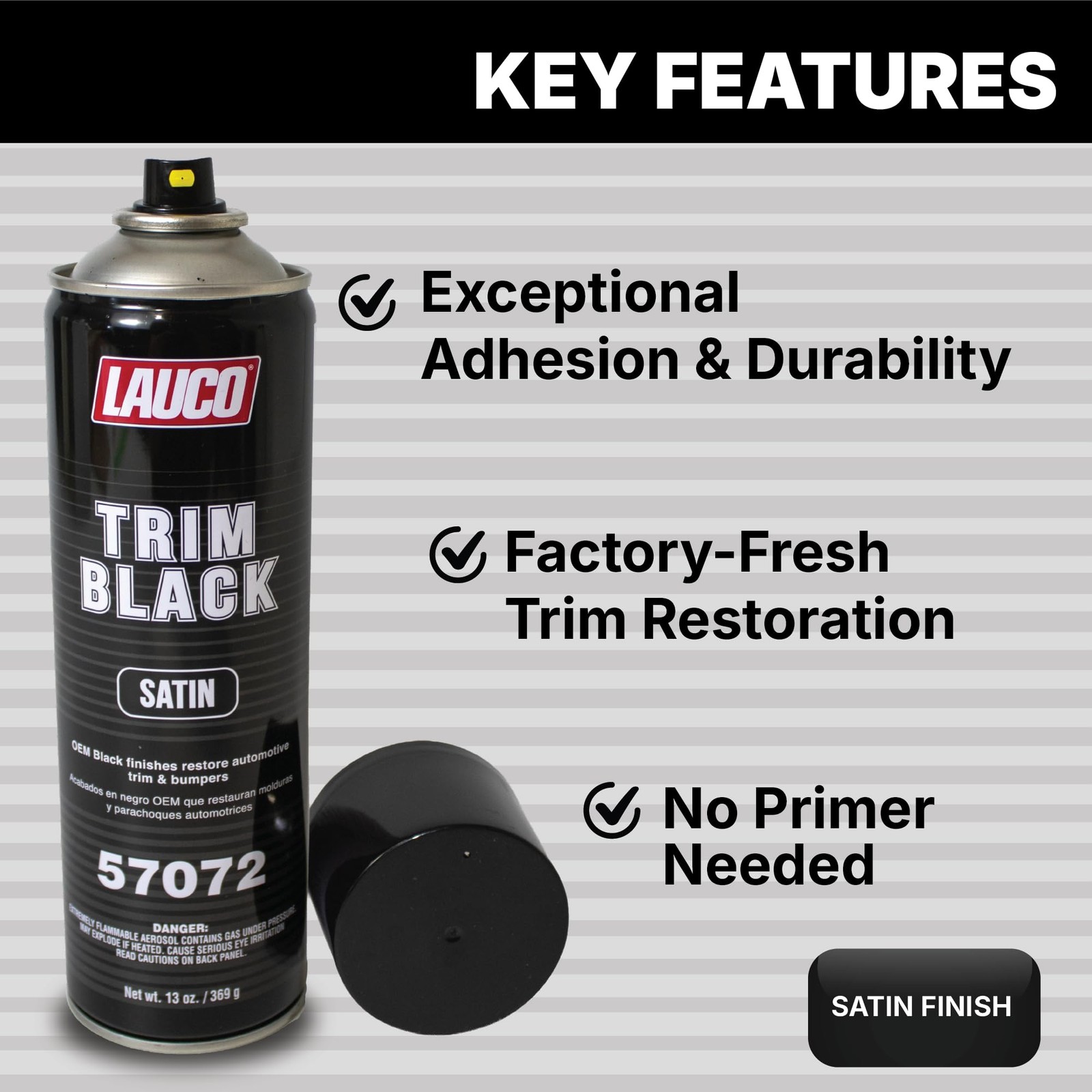 LAUCO Trim Black Automotive Spray Paint – 13 oz Aerosol Can – Gloss, Satin &