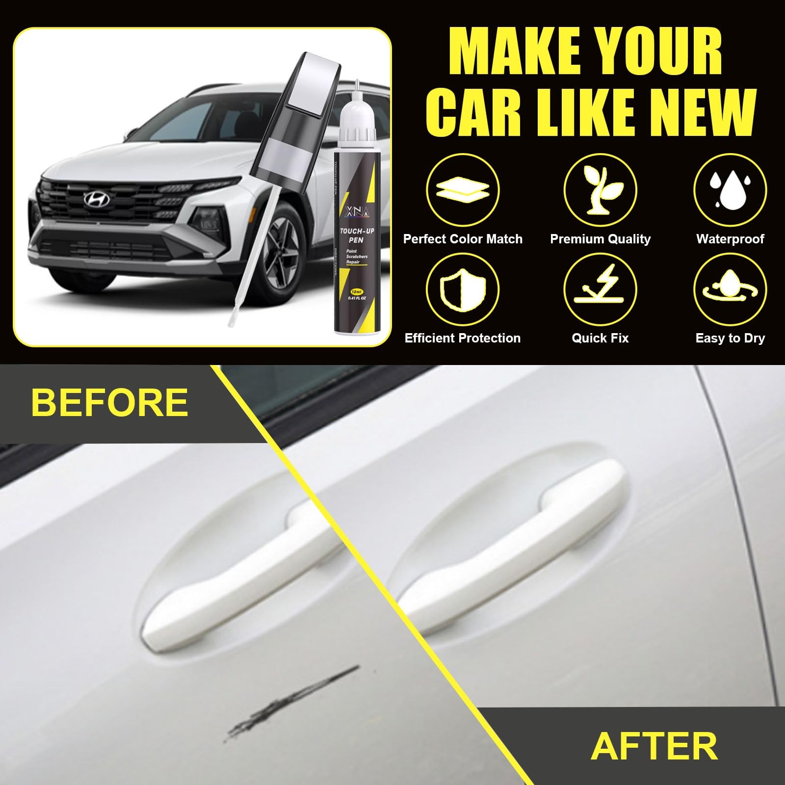 Touch Up Paint Kit For Hyundai W6H Serenity White Pearl Scratch Repair Kit