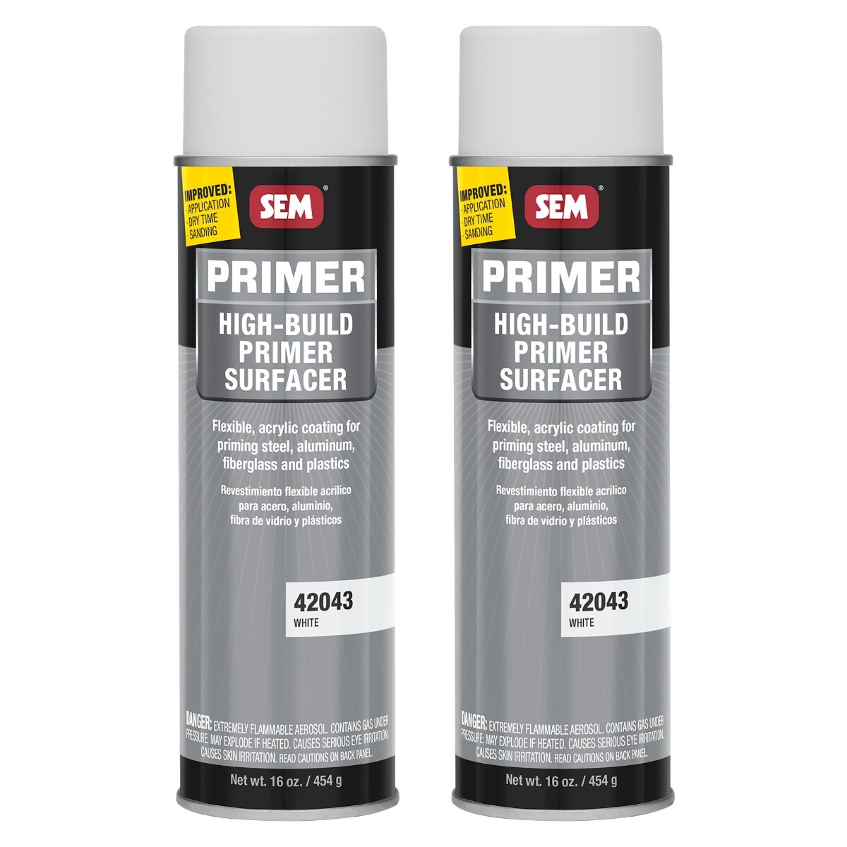 SEM 42043 White High-Build Primer Surfacer Felxible Coating 16 oz (2 Cans)