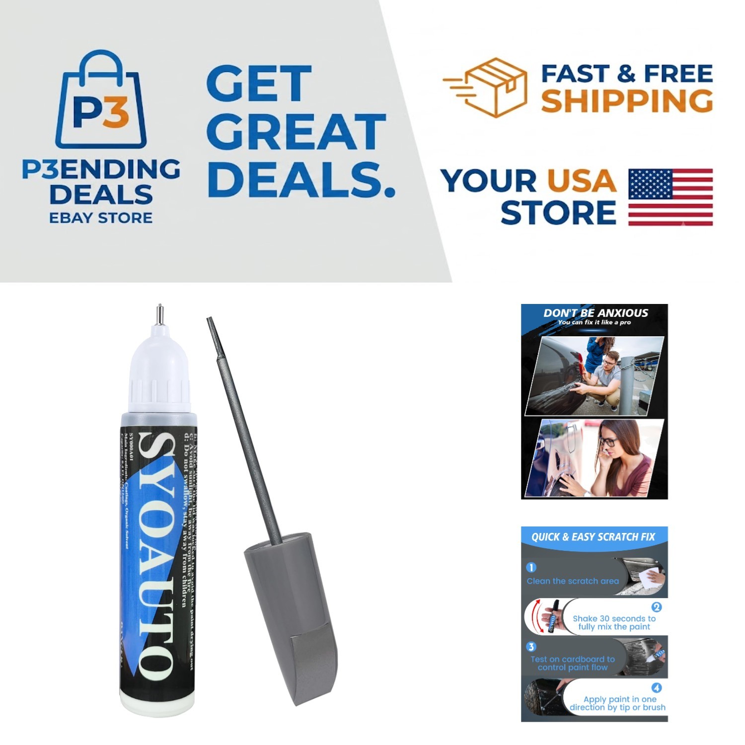 Silver Touch Up Paint Pen for Cars – 0.4oz Scratch Repair Solution