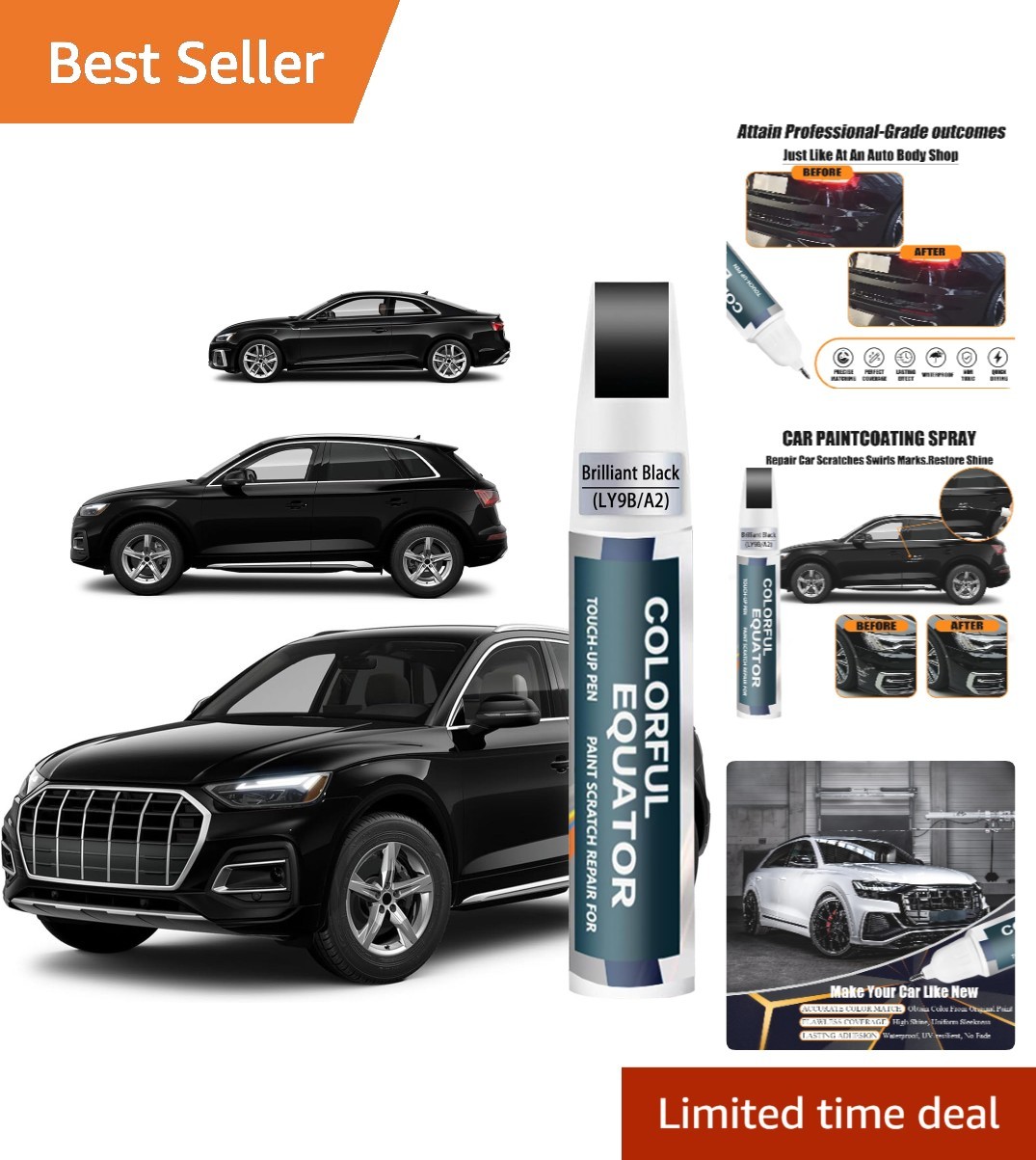 Brilliant Black Audi Touch-Up Paint LY9B/A2 – 0.4 Fl Oz Scratch Repair Pen & …