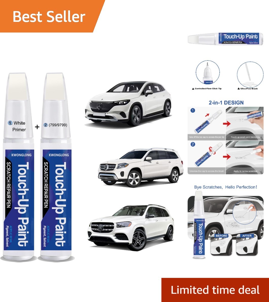2-in-1 Scratch Repair Pen in Diamond White for Mercedes-Benz, Quick & Easy!
