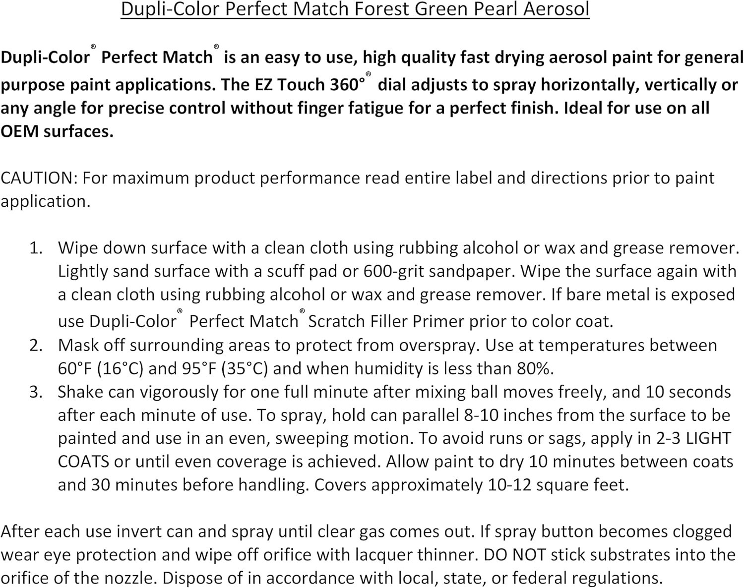 Acrylic Automotive Spray Paint for Chrysler – 8 Oz. Forest Green Pearl, PG8