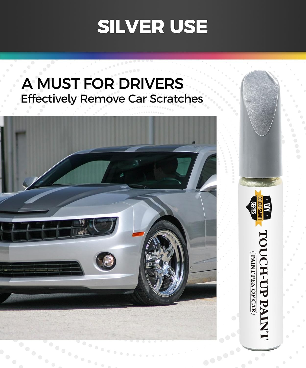Rust Resistant Touch Up Paint Pen for Cars – Glossy Silver Finish, 10 Min Dry