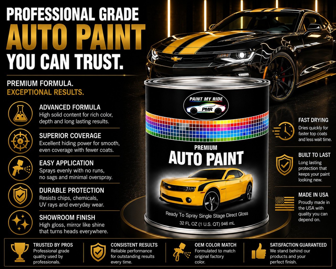 RTS Single Stage Direct Gloss Paint Quart for 2020 Dodge Delmonico Red PRV