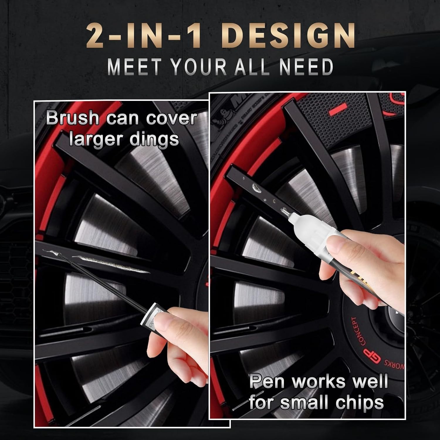 Gloss Black Rim Touch Up Paint Kit – Fast-Drying Scratch Repair for Wheels