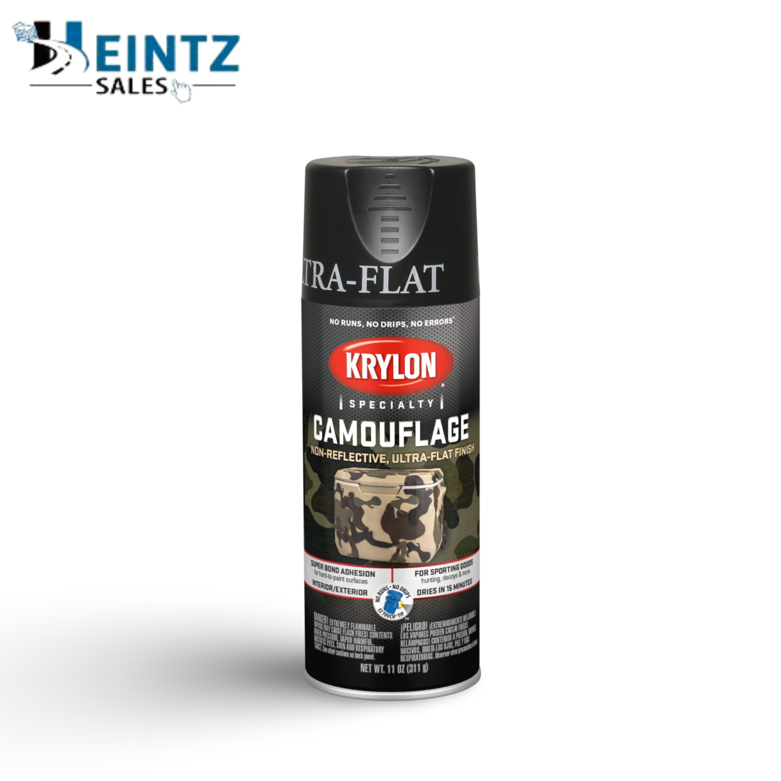 Krylon 4290 Black Camouflage Spray Paint, Ultra Flat, Aerosol 12oz