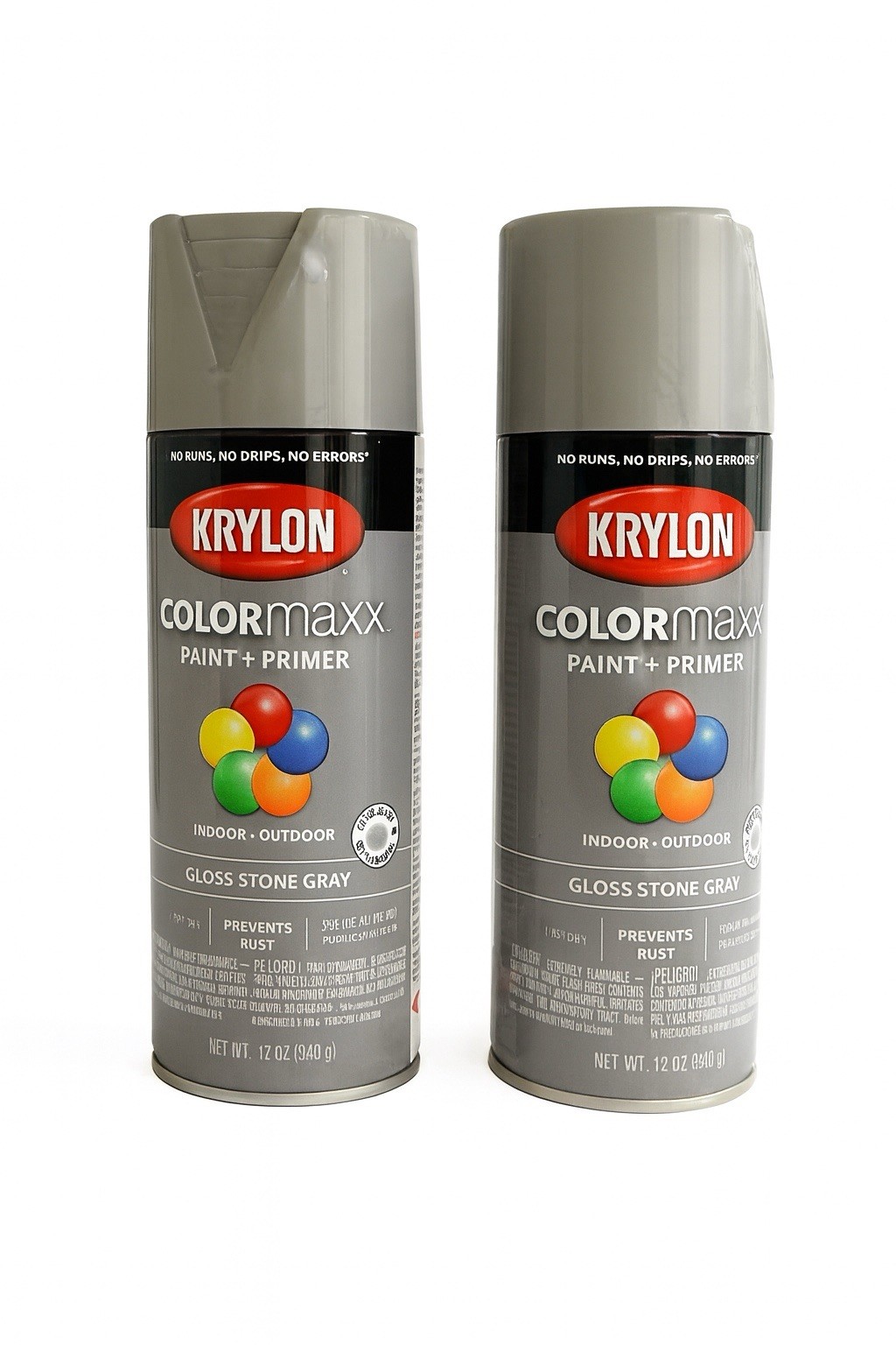 KRYLON COLORMAXX PAINT+PRIMER GLOSS STONE GRAY 5540 SPRAY PAINT 2 PACK