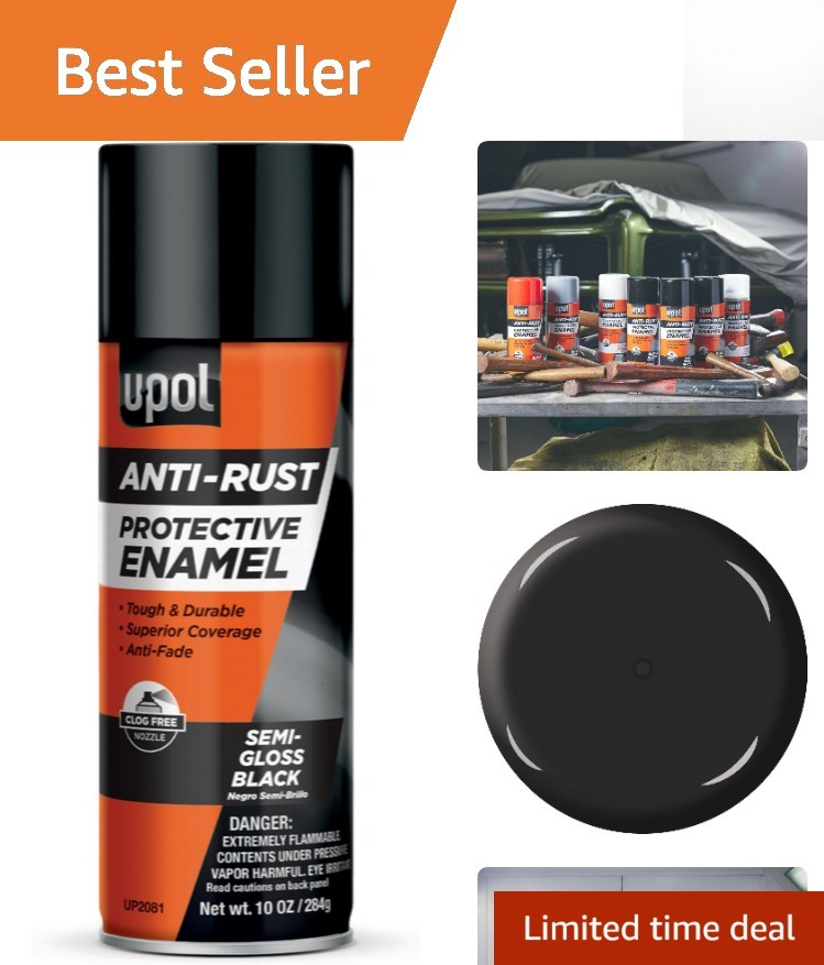10 oz Anti-Fade Semi-Gloss Black Enamel Spray Paint for Metal & Plastic Surfaces