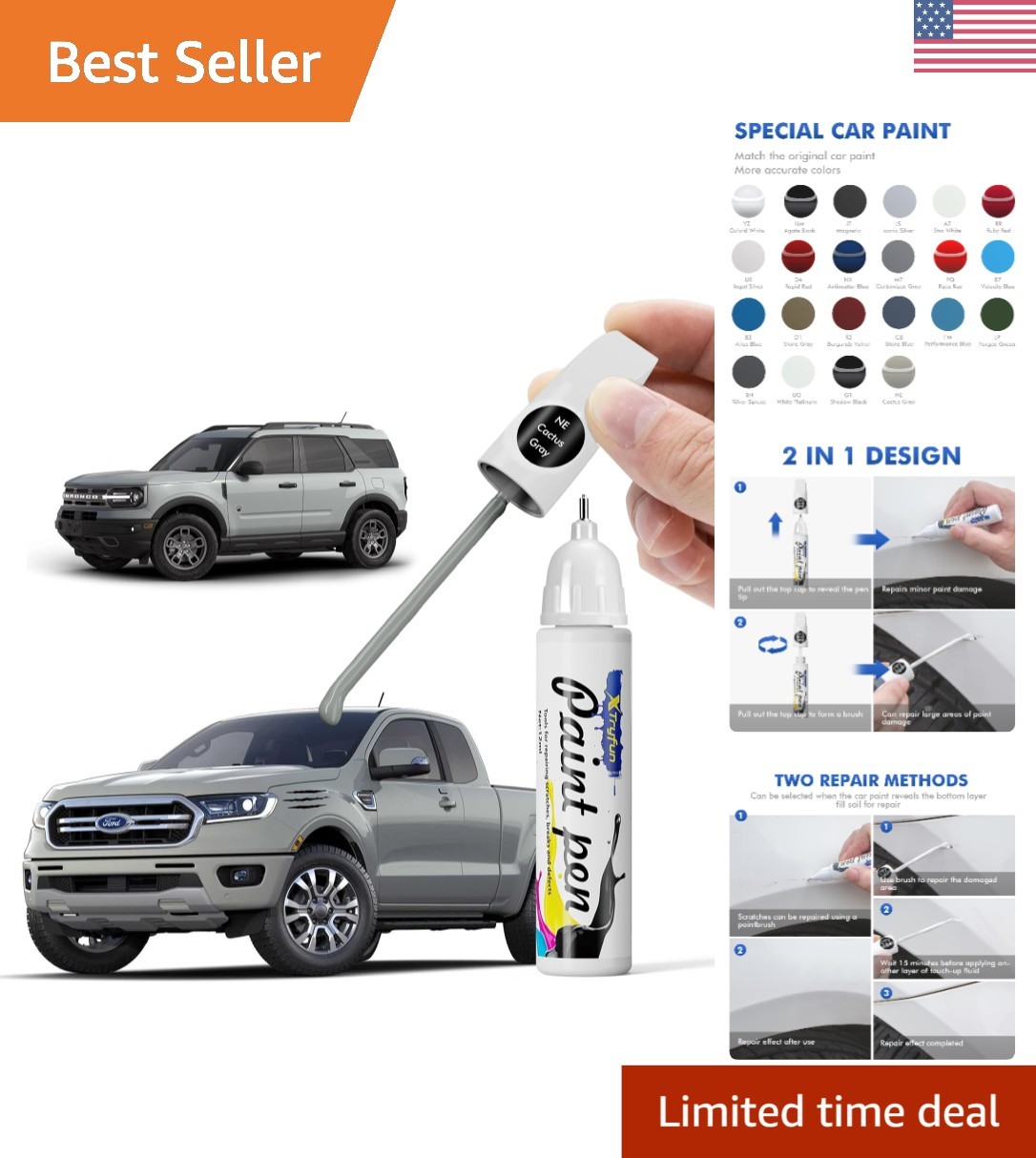 Fast-Drying Cactus Gray Car Scratch Repair Paint – Rust Resistant & Waterproof