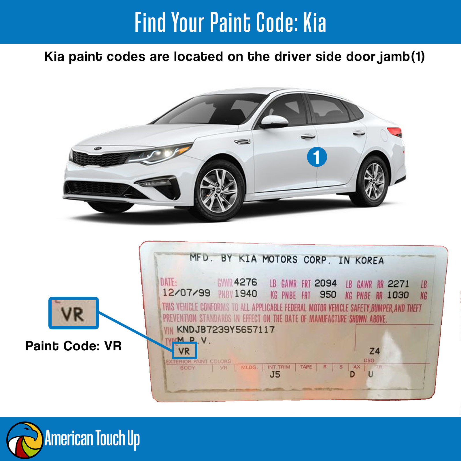 KIA – Genuine OEM Automotive Touch Up/Spray Paint SELECT YOUR COLOR CODE
