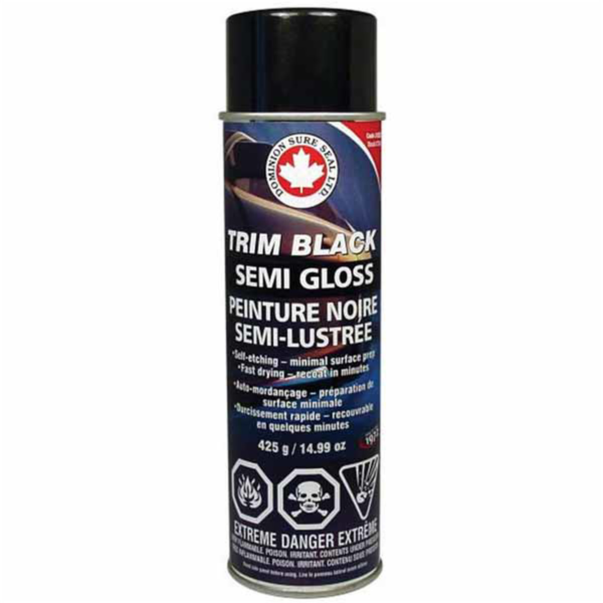 Dominion Sure Seal 24003 Trim Paint, 15 oz Aerosol Can, Aerosol, Semi Gloss Blac