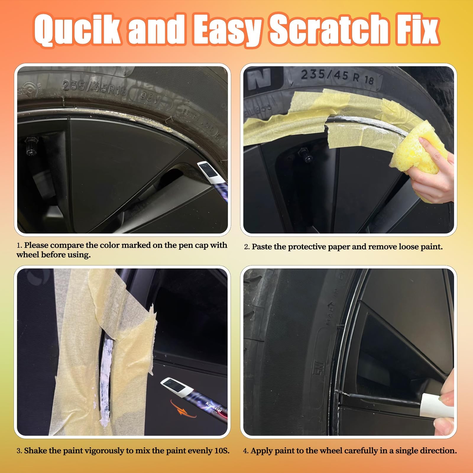 Touch Up Paint for Car Tesla Gunpowder Grey Rim Wheel Scratch Repair Pen Kit