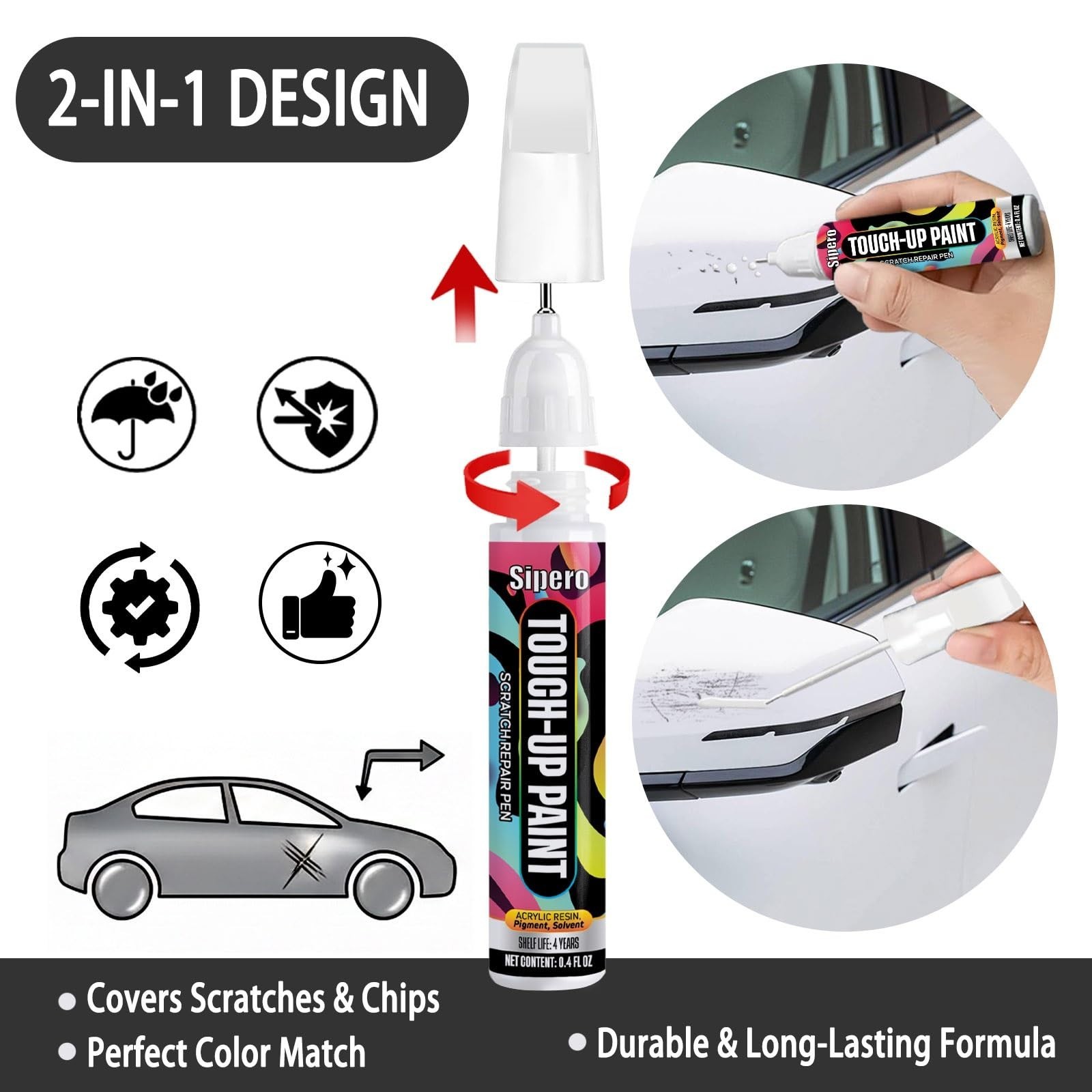 Rapid Red Metallic Touch Up Paint Kit – Exact Color Match Scratch Repair for For