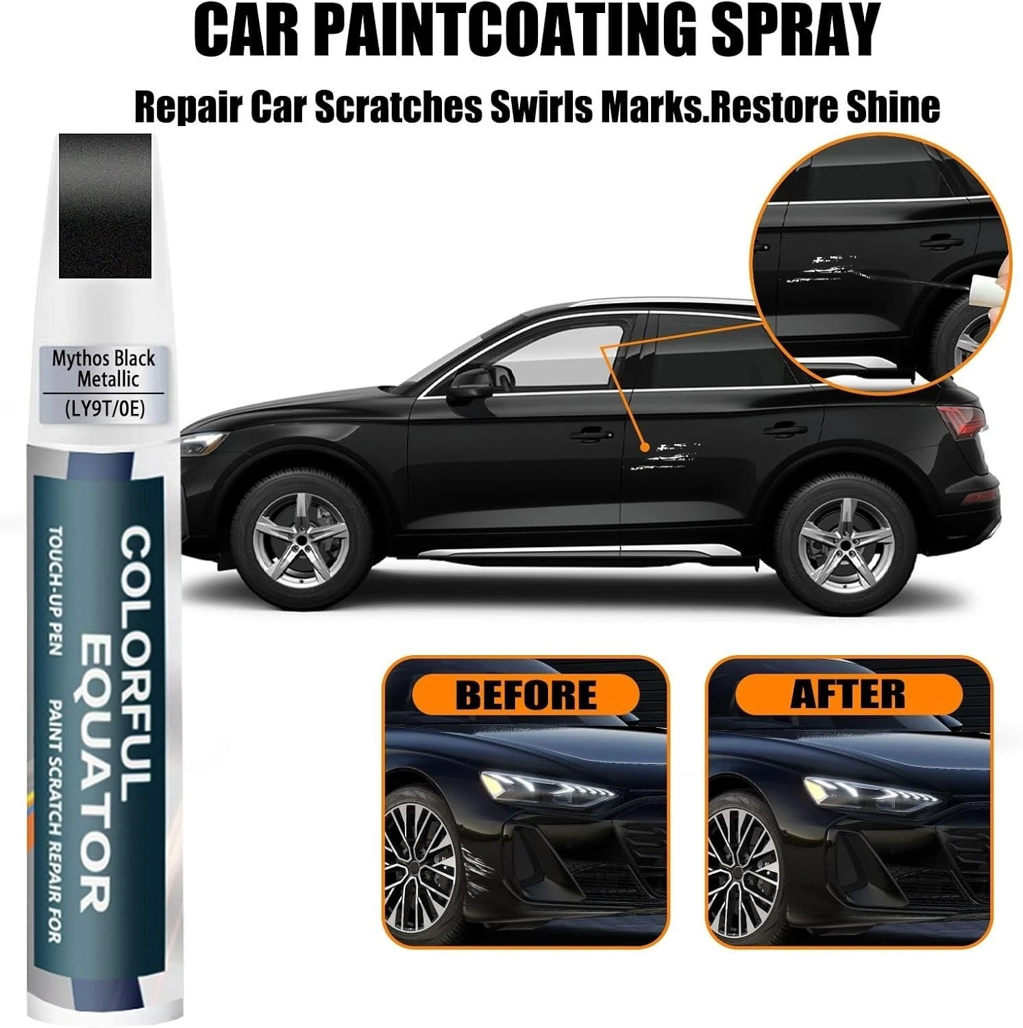 0.4 Fl Oz Mythos Black Metallic Touch-Up Paint for Audi – Quick-Dry Scratch Fix