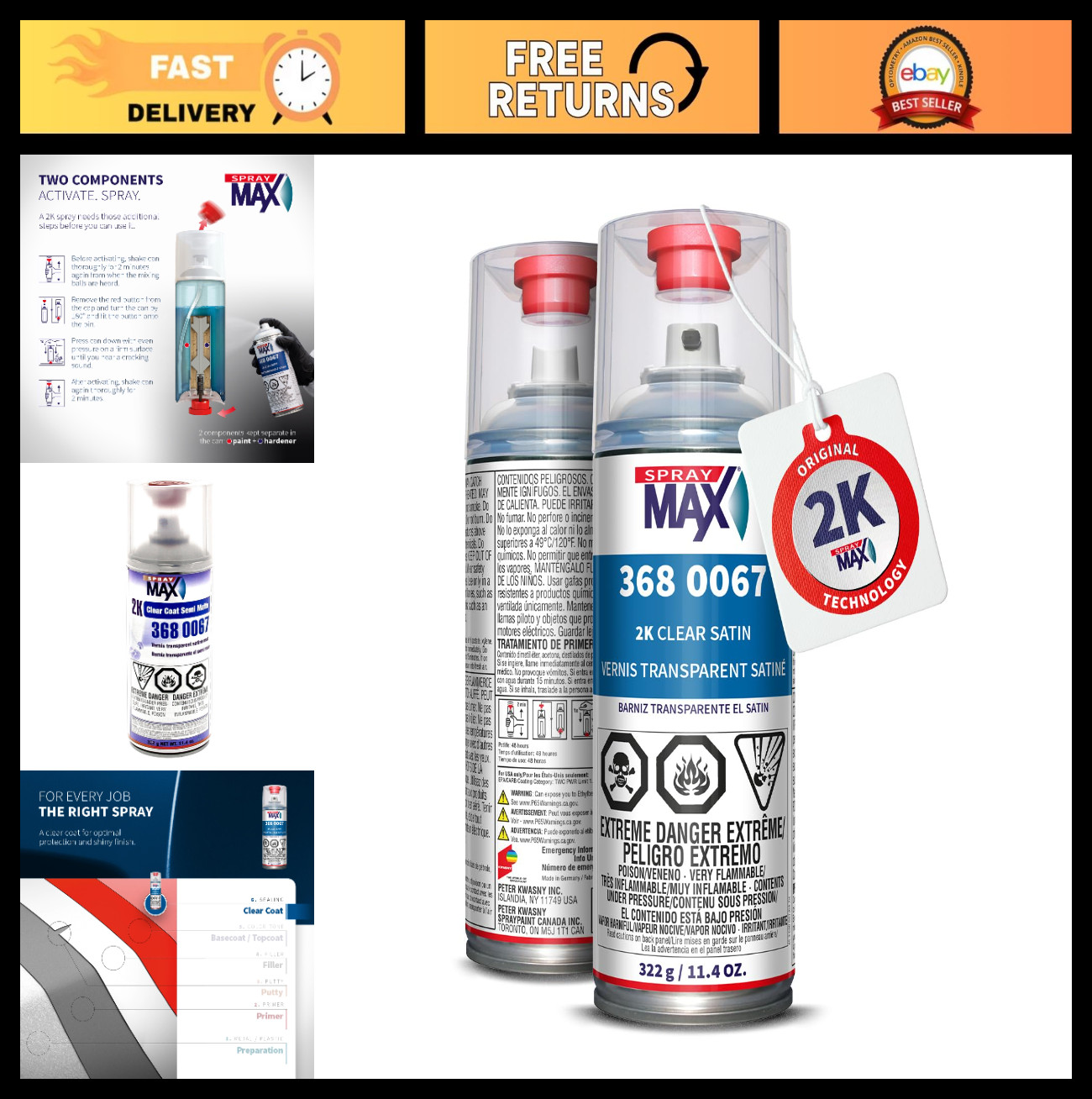 2K Semi Matte Clear Coat Spray Paint for Cars & Motorcycles | Durable Satin Fini