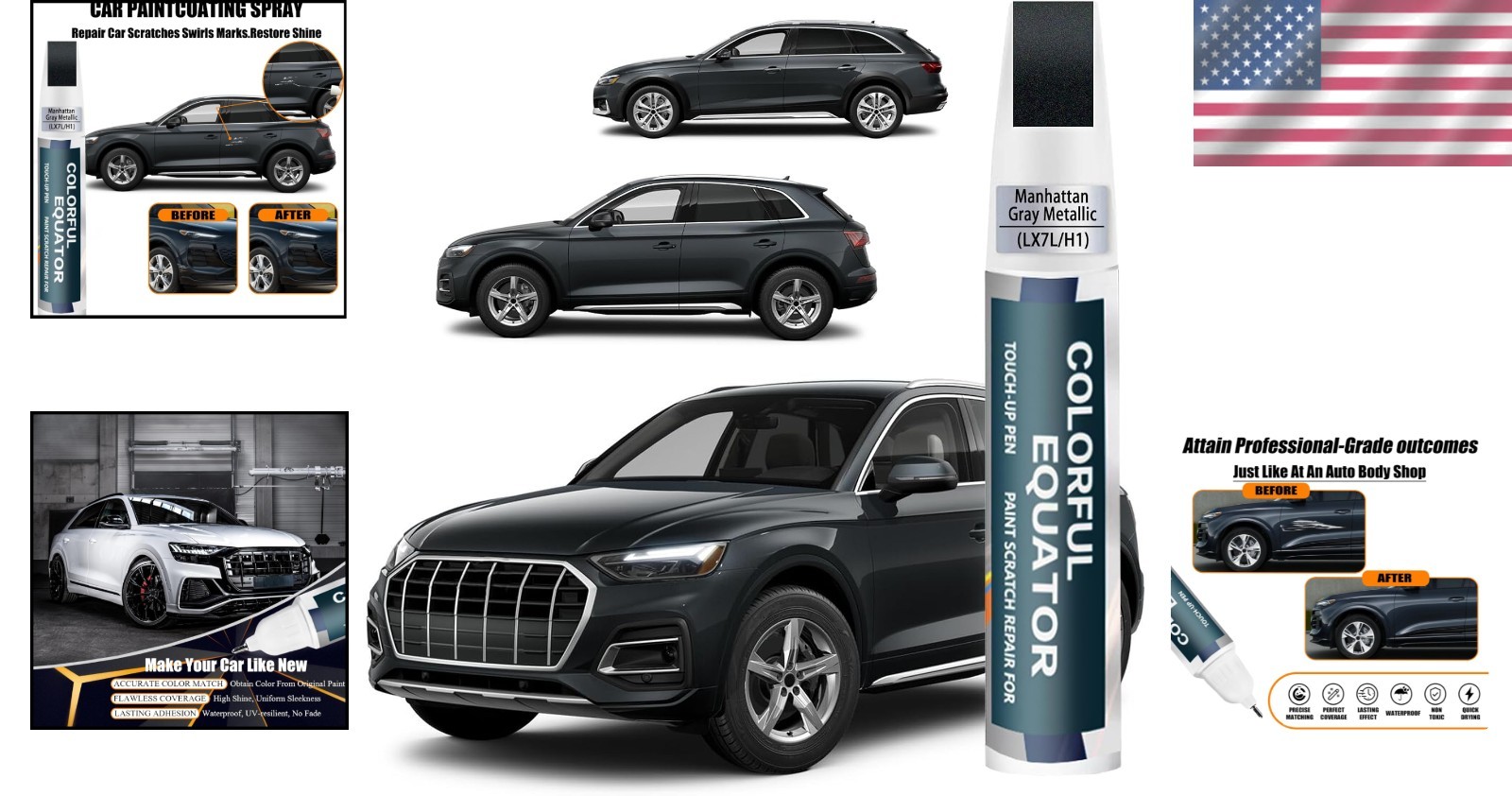 Manhattan Gray Metallic Touch Up Paint for Audi – 2-in-1 Scratch Repair Tool
