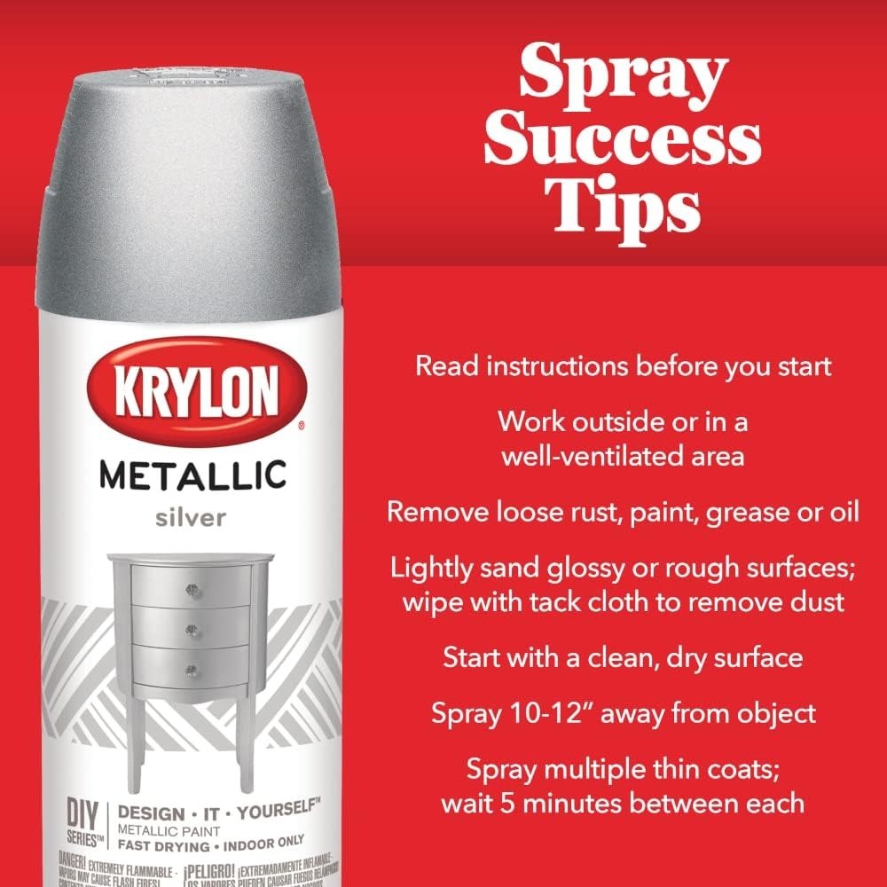 Brilliant 11oz Silver Metallic Aerosol Spray Paint – Fast Drying Gloss Finish