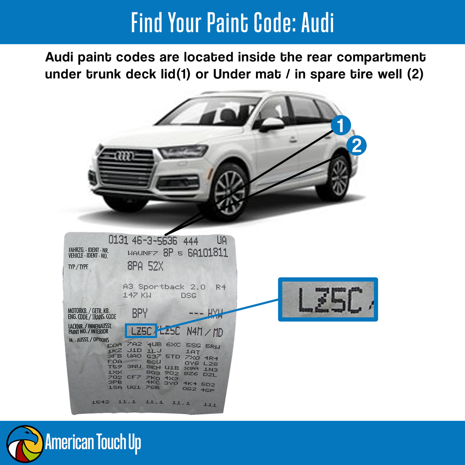 AUDI – Genuine OEM Automotive Touch Up & Spray Paint – SELECT YOUR COLOR CODE