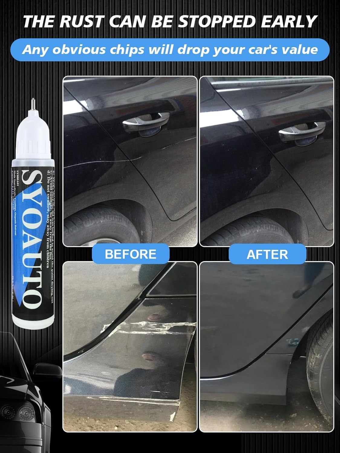 Professional Black Touch Up Paint for Cars – Protects Against Rust Damage