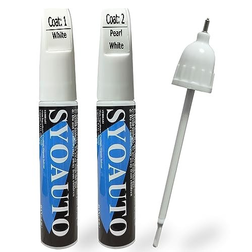 Pearl White Touch Up Paint for Cars Scratch Repair Pen & Brush Set 2 in 1