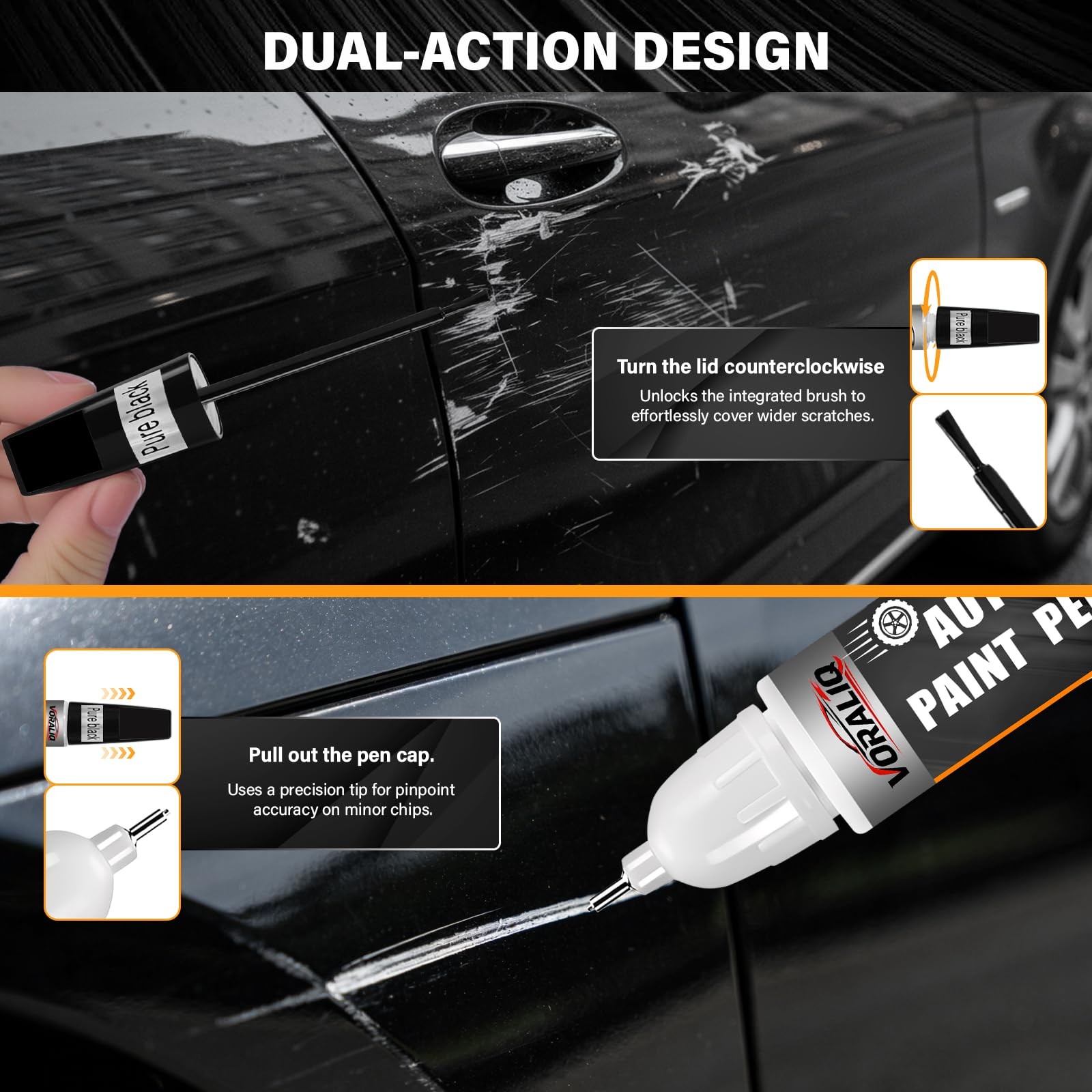 Touch Up Paint for Cars, 3-Pack – Black Car 0.4 Fl Oz (Pack of 3), Pure