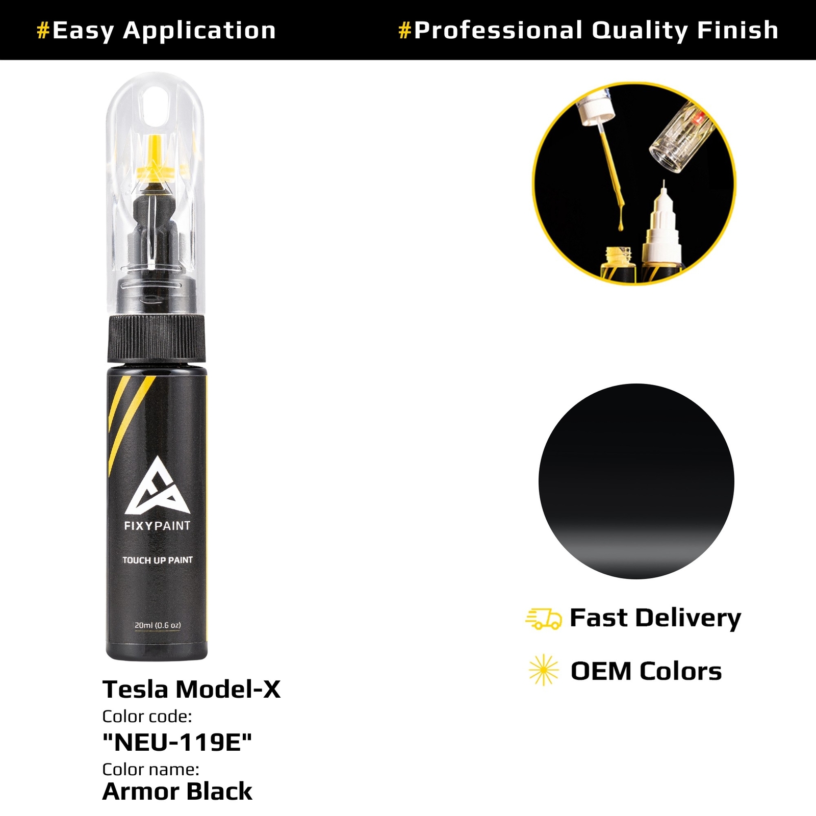Touch up Paint for Tesla Model X Code: NEU-119E Armor Black