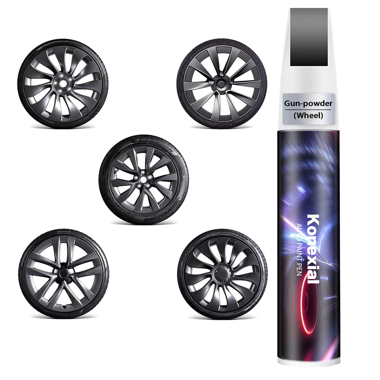 Touch Up Paint for Car Tesla Gunpowder Grey Rim Wheel Scratch Repair Pen Kit