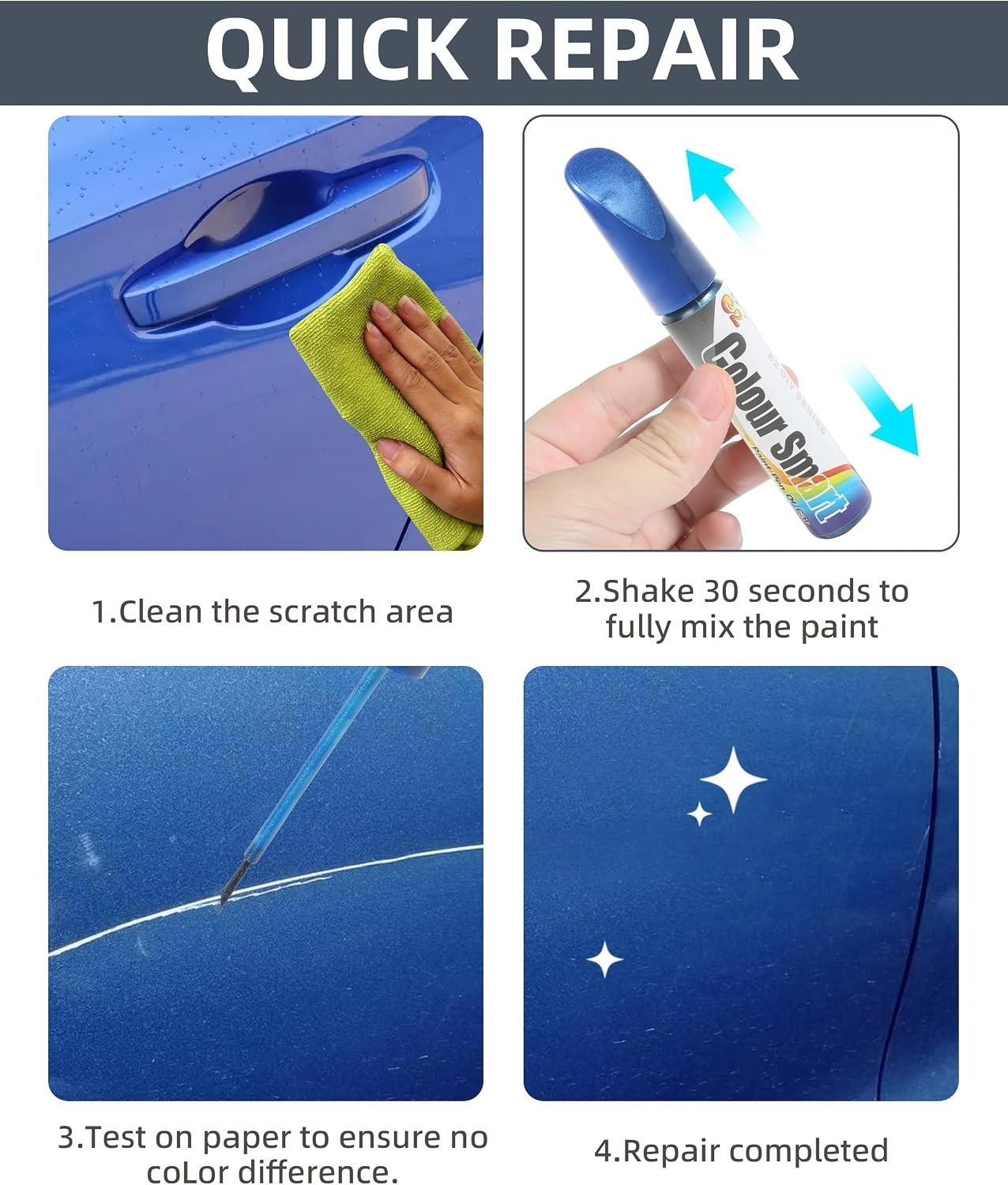 Blue Touch Up Paint Pen for Cars – Rust Resistant with No Color Discrepancy