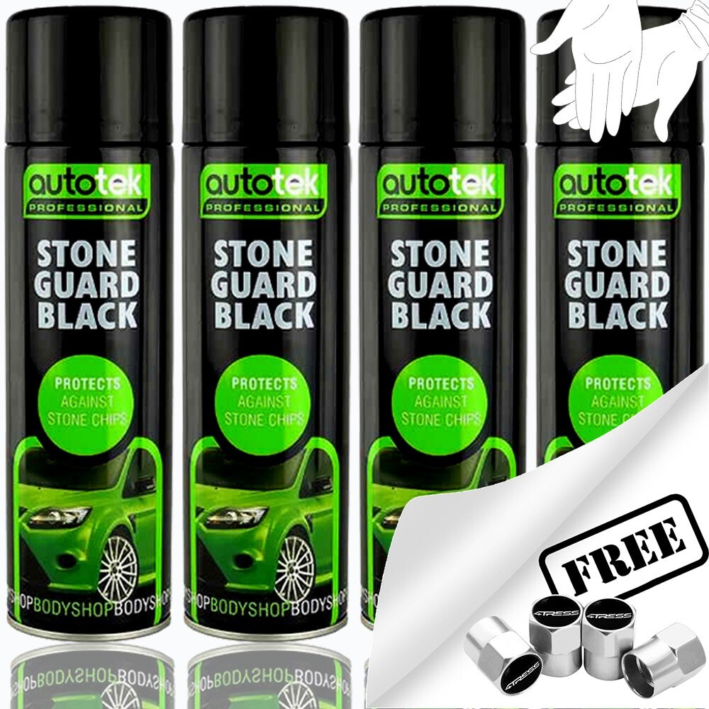 4 x Autotek STONE GUARD BLACK Spray Paint Car Body Chip Protection Bodyshop+G+CP