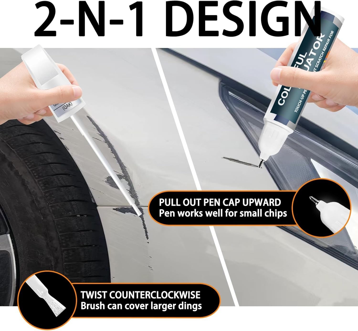 KAD Gun Metallic Touch Up Paint for Nissan, Car Paint Pen Scratch Repair Two-In-