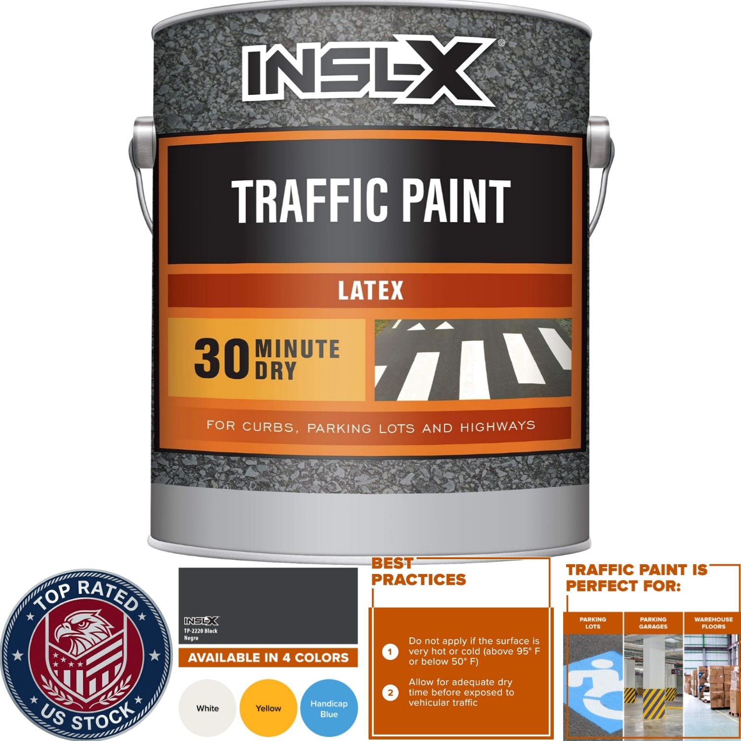 1 Gallon Fast-Drying Acrylic Latex Traffic Paint – Black with Reflective Finish