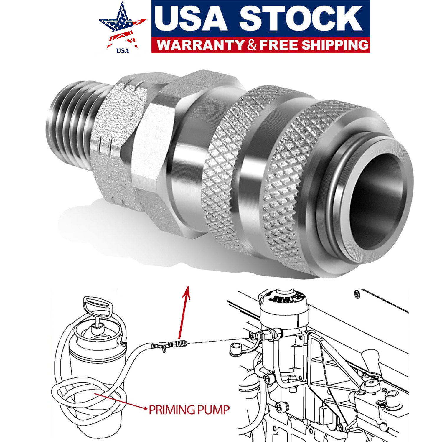 for OTC 5869-1 & J-47912-QC Fuel System Coupler Fitting for Detroit Diesel S60