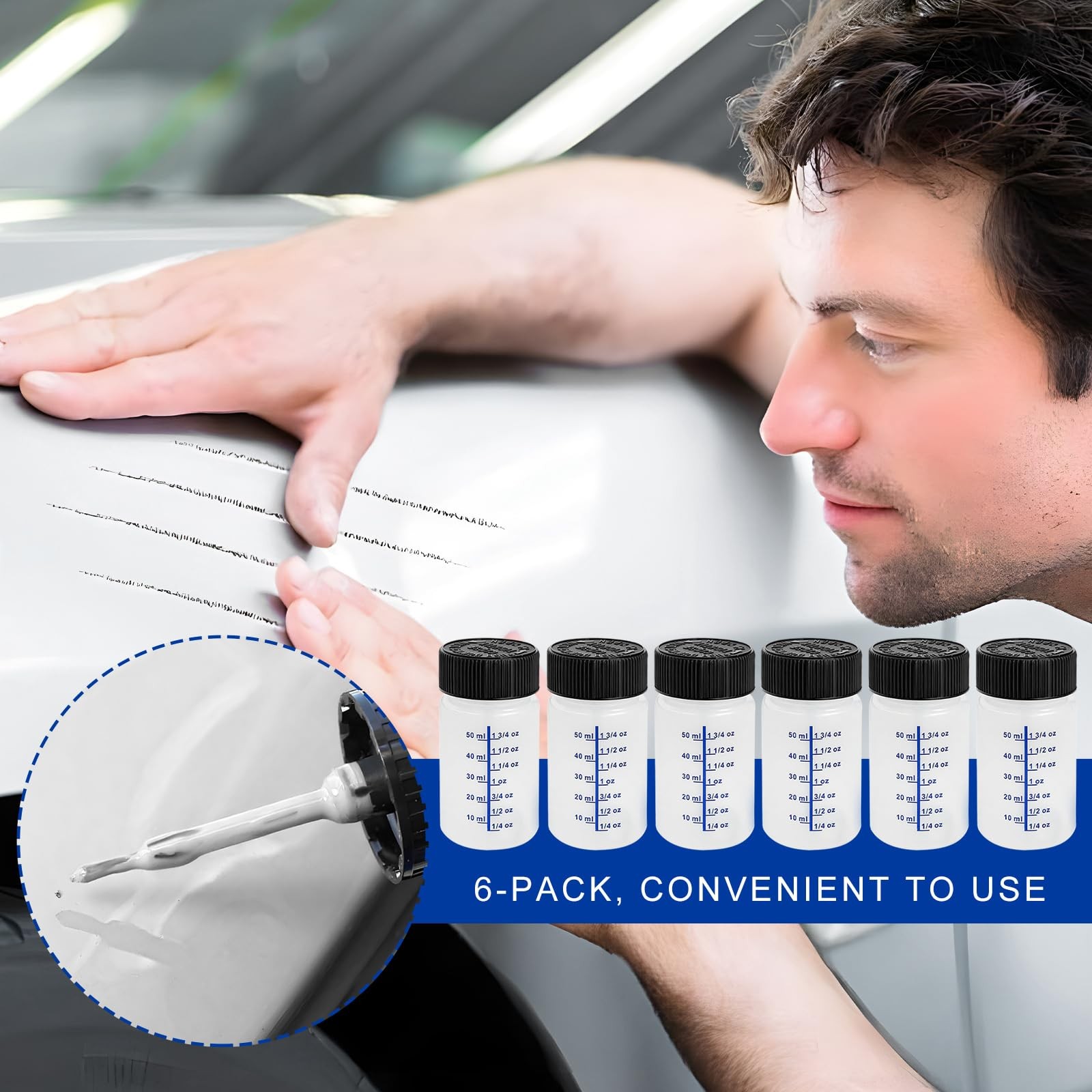 Empty Paint Bottles with Brush 6 Pack 2 Oz Storage for Touch Up Paint Tool 1