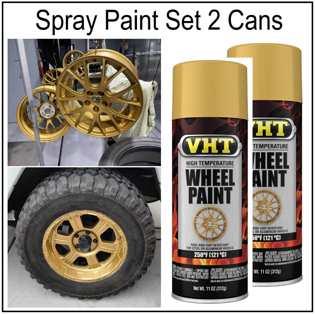 Gold Wheels Spray Paint Rims Steel Aluminum Alloy Plastic Metallic Coating 2Cans