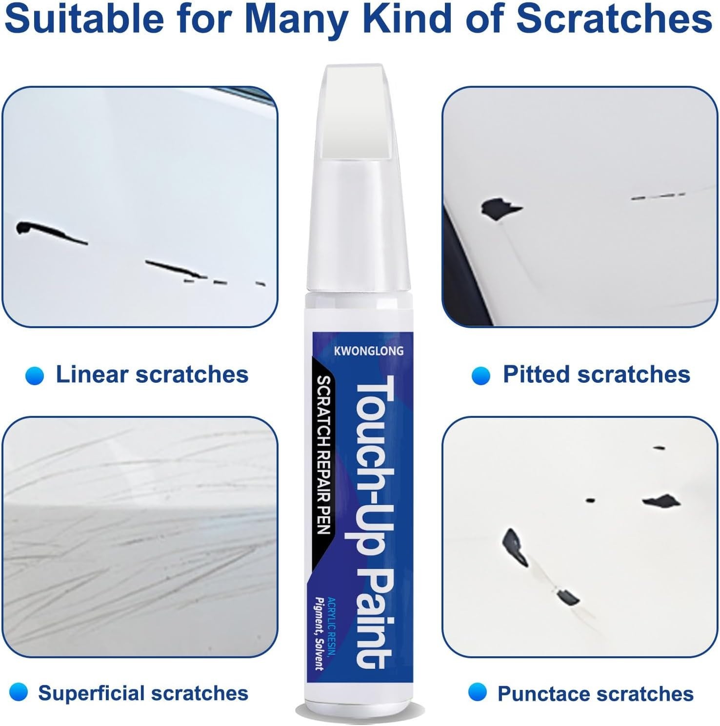 2-in-1 Scratch Repair Pen in Diamond White for Mercedes-Benz, Quick & Easy!