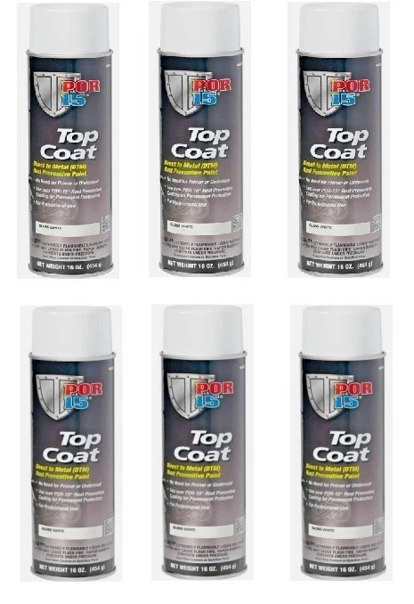 New POR-15 46818 Top Coat Gloss White – Aerosol / Spray Can 16 oz (6 Pack)