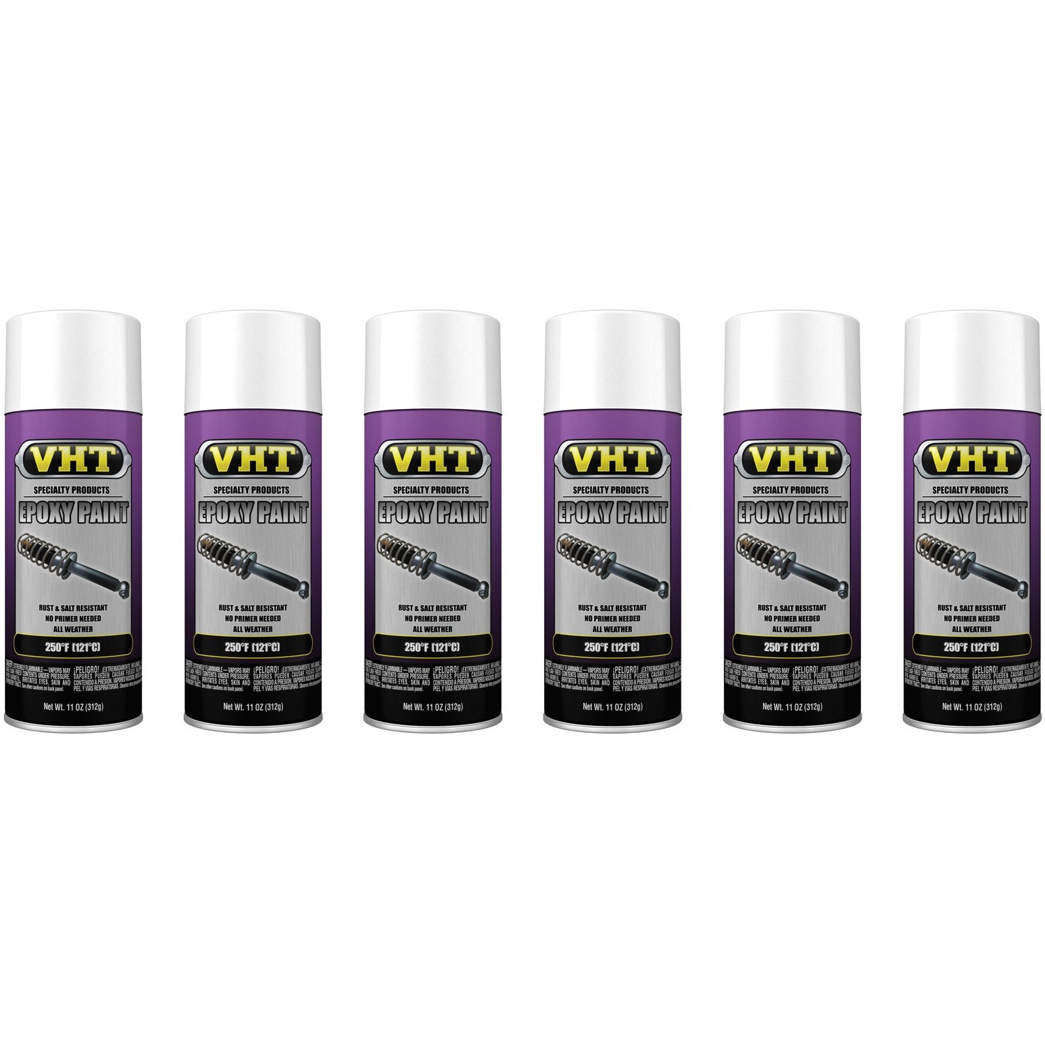 VHT SP651 Gloss White Epoxy Paint Rust and Salt Resistant 11 oz can (6 pack)